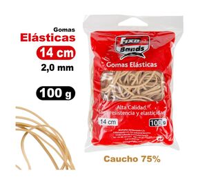 FIXO BANDS! GOMAS ELÁSTICAS 2MM. X 14CM. BOLSA 100 GRS.
