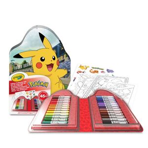 CRAYOLA MALETIN +45 PIEZAS POKEMON PARA COLOREAR CON STICKERS