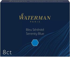WATERMAN CARTUCHO TINTA PLUMA AZUL SERENIDAD 8 UNDS.