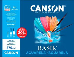 CANSON PAPEL ACUARELA A4+ GRANO FINO BASIK 6 HOJAS