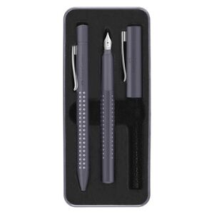 FABER CASTELL JUEGO BOLÍGRAFO + PLUMA GRIP HARMONY GRIS MOTEADO