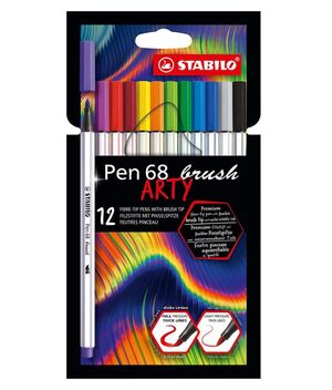 STABILO PEN 68 BRUSH ARTY ROTULADORES 12 COLORES
