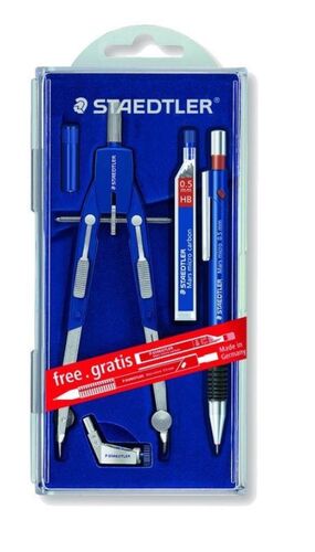 STAEDTLER COMPÁS 552 CON BIGOTERA + PORTAMINAS Y ACCESORIOS