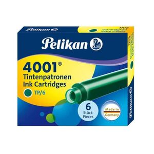 PELIKAN RECAMBIO PLUMA VERDE OSCURO 6 CARTUCHOS 4001