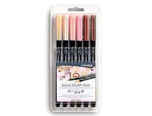 LYRA ROTULADORES 6 COLORES SKIN TONES AQUA BRUSH DUO