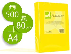 Q-CONNECT PAPEL A4 500 HOJAS AMARILLO INTENSO 