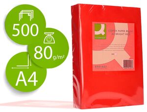 Q-CONNECT PAPEL A4 500 HOJAS ROJO INTENSO