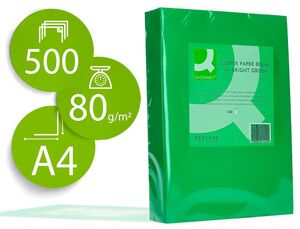 Q-CONNECT PAPEL A4 500 HOJAS VERDE INTENSO
