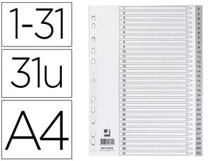Q-CONNECT SEPARADOR NUMÉRICO 1 - 31 A4 MULTITALADRO