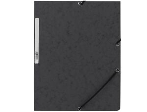 Q-CONNECT CARPETA FOLIO GOMAS CARTÓN SIMIL-PRESPAN NEGRO