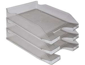 Q-CONNECT BANDEJA PLÁSTICO TRANSPARENTE GRIS OSCURO