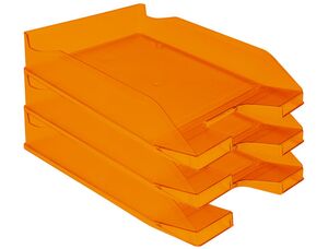 Q-CONNECT BANDEJA PLÁSTICO TRANSPARENTE NARANJA