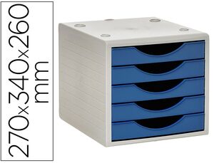 Q-CONNECT MÓDULO 5 CAJONES AZUL OPACO