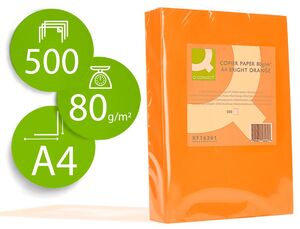 Q-CONNECT PAPEL A4 500 HOJAS NARANJA INTENSO