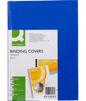 Q-CONNECT TAPA ENCUADERNAR A4 PVC AZUL 180µ 100 UNDS.