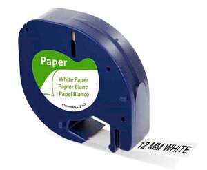 Q-CONNECT CINTA LETRATAG PAPEL 12MM. X 4M. NEGRO-BLANCO