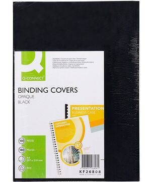 Q-CONNECT TAPA ENCUADERNAR A4 PVC NEGRO 180µ 100 UNDS.