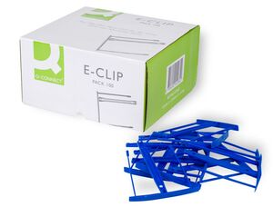 Q-CONNECT ENCUADERNADOR FASTENER PLASTICO E-CLIPS AZUL 100 UNIDADES