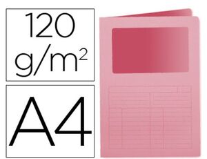 Q-CONNECT SUBCARPETA A4 VENTANA ROSA 50 UNDS.