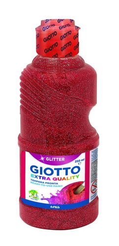 GIOTTO TÉMPERA 250ML. GLITTER ROJO
