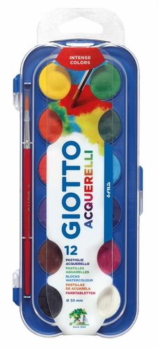 GIOTTO ESTUCHE ACUARELAS 12 COLORES 30MM.