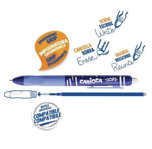 CARIOCA BOLÍGRAFO BORRABLE OOPS PULSADOR AZUL