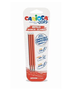 CARIOCA RECAMBIO BOLÍGRAFO BORRABLE OOPS ROJO 3 UNDS.