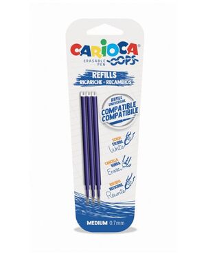 CARIOCA RECAMBIO BOLÍGRAFO BORRABLE AZUL 3 UNDS.