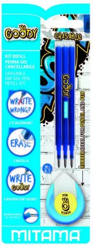 MITAMA RECAMBIO BORRABLE GOODY GEL AZUL 3 UNDS. + GOMA GRATIS