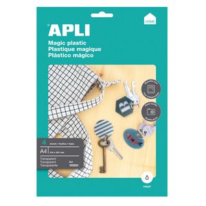 APLI PLÁSTICO MÁGICO TRANSPARENTE A4 4 HOJAS