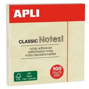 APLI NOTAS ADHESIVAS CLASSIC 75 X 75MM. AMARILLO