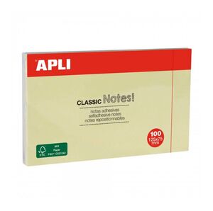 APLI NOTAS ADHESIVAS CLASSIC 125 X 75MM. AMARILLO