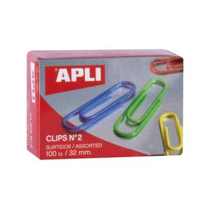 APLI CLIPS Nº 2 COLORES SURTIDOS 32MM. 100 UNDS.