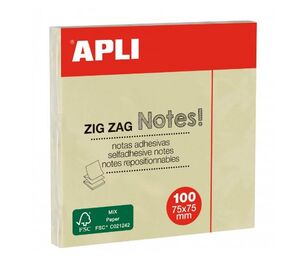 APLI NOTAS ADHESIVAS CLASSIC 75 X 75MM. ZIGZAG AMARILLO