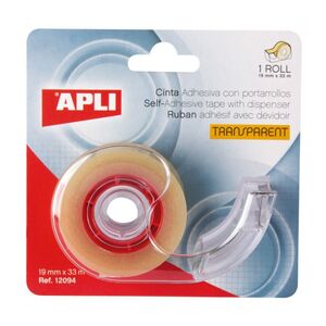 APLI PORTARROLLO CINTA ADHESIVA 19MM. X 33M. TRANSPARENTE
