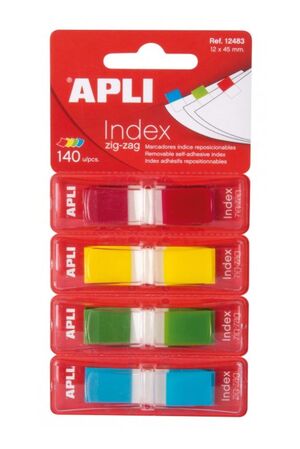 APLI ÍNDICE ADHESIVO ZIGZAG 45 X 12MM. 4 COLORES