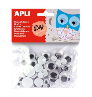 APLI OJOS REDONDOS ADHESIVOS SURTIDOS 75 UNDS.