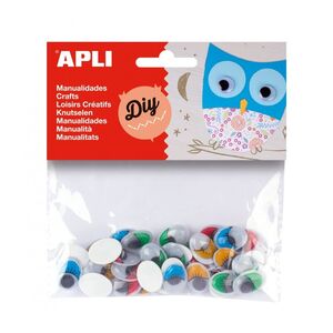 APLI OJOS OVALADOS ADHESIVOS COLORES SURTIDOS 40 UNDS.