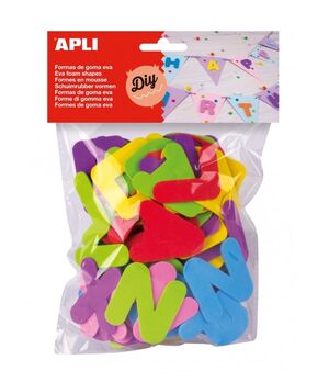 APLI LETRAS GOMA EVA COLORES SURTIDOS 104 UNDS.