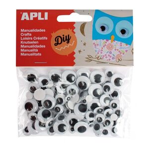APLI OJOS REDONDOS ADHESIVOS SURTIDOS 100 UNDS.