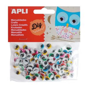APLI OJOS OVALADOS ADHESIVOS COLORES SURTIDOS 100 UNDS.