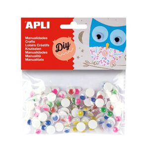 APLI OJOS REDONDOS ADHESIVOS COLORES SURTIDOS 100 UNDS.