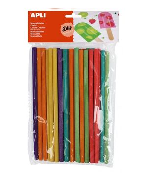 APLI PALO MADERA REDONDO COLORES 25 UNDS.