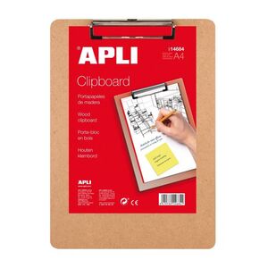 APLI PORTAPAPELES A4 MADERA CON CLIP