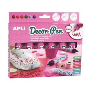 APLI DECOR PEN PURPURINA 6 COLORES