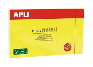 APLI NOTAS ADHESIVAS FUNNY! 125 X 75MM. AMARILLO FLUO