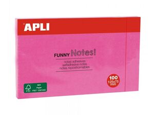 APLI NOTAS ADHESIVAS FUNNY! 125 X 75MM. ROSA FLUO