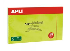 APLI NOTAS ADHESIVAS FUNNY! 125 X 75MM. VERDE FLUO