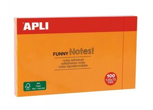 APLI NOTAS ADHESIVAS FUNNY! 125 X 75MM. NARANJA FLUO