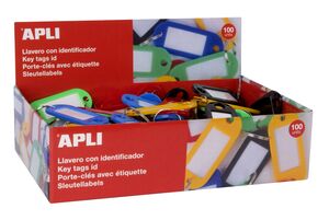 APLI LLAVERO PORTAETIQUETAS PLÁSTICO SOLIDO SURTIDO 100 UNDS.